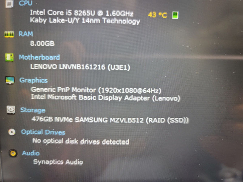 Lenovo IdeaPad Flex 14IWL Intel Core i5-8265U@1.6GHz 8GB RAM 512GB SSD READ!