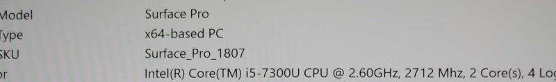 Microsoft Surface Pro 1807, Core i5-7300U 8GB DDR3 256GB SSD w/ Power, SEE _