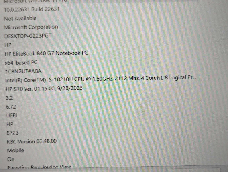 HP EliteBook 840 G7 Intel Core i5-10210U 16GB 512GB NVMe  -