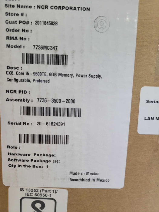 NCR RealPOS CX8 POS Terminal System 7736-3500-8801 I5-9500TE 8GB _