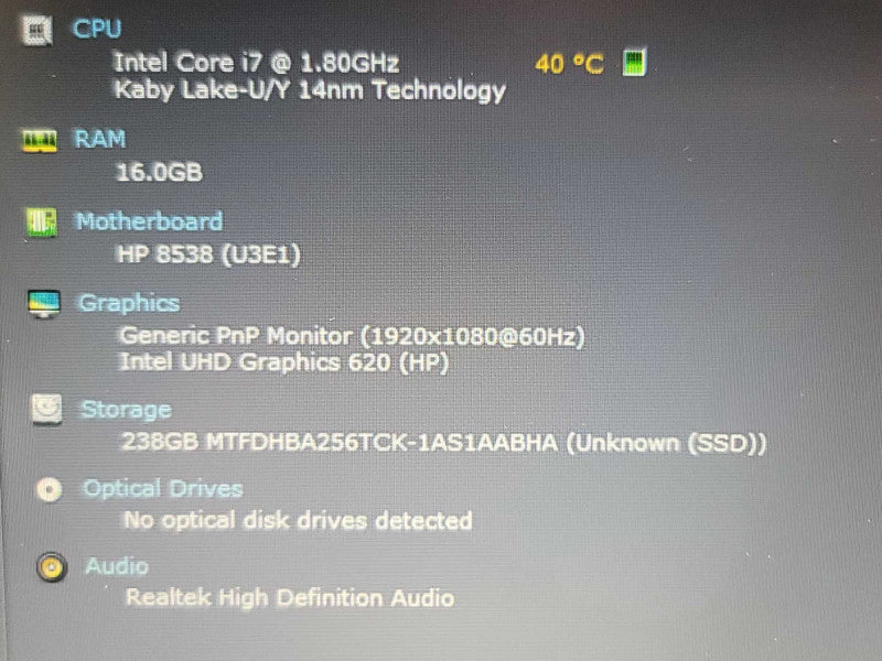 HP Pro Book 450 G5| i7-8565U| 16GB DDR4| 256GB SSD | READ Î²