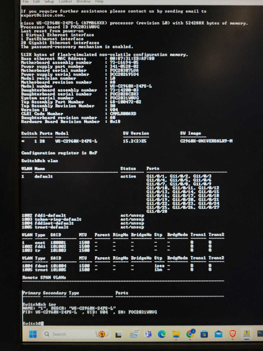 Cisco WS-C2960X-24PS-L V04 | 24-Port Gigabit PoE+ 370W Switch $