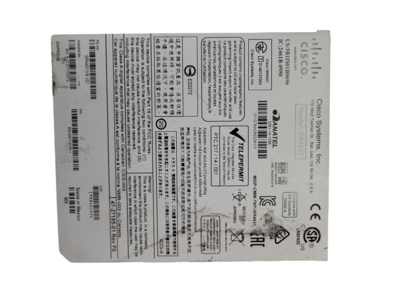 Cisco ISR 4400 Series ISR4431/K9 V01 Port Gigabit Router (not affected) %