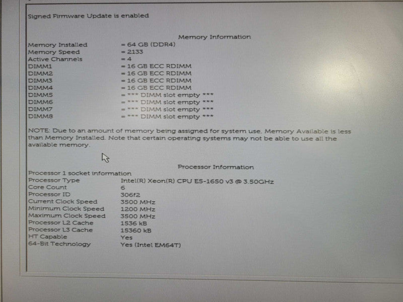 Dell Precision T5810 Xeon E5-1650 v3 @ 3.70GHz 64GB DDR4 No HDD QUADRO K4200 !