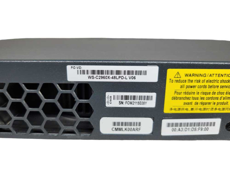 Cisco WS-C2960X-48LPD-L V06 24-Port PoE Switch | 370W PSU 10G UPLINK %