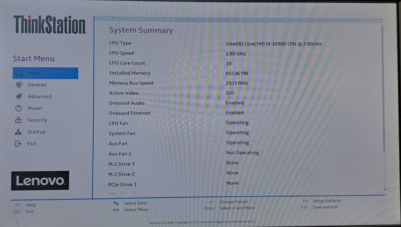 Lenovo ThinkStation P340 | i9-10900 @ 2.80GHz 64GB DDR4 No HDD/OS )