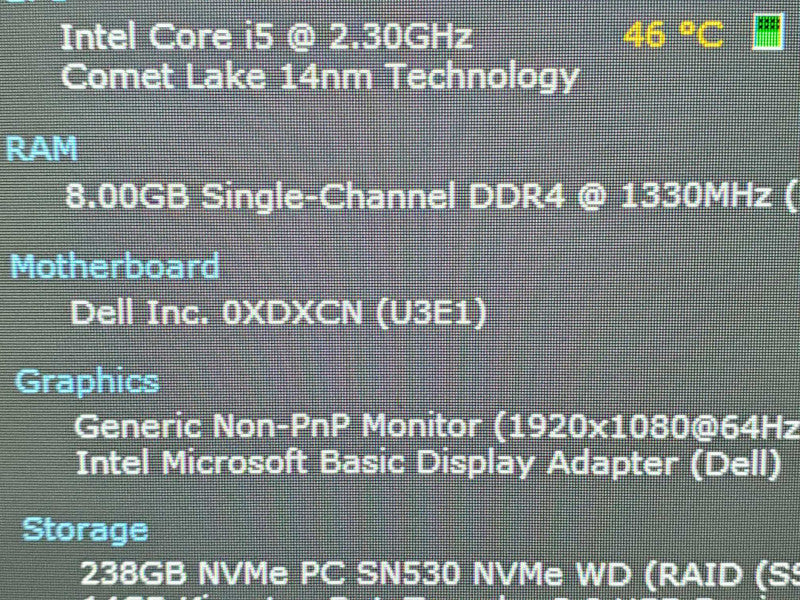 Dell Optiplex 3280 AiO, i5-10500T 2.3GHz 8GB DDR4 240GB NVMe, 21.5\\\\\\" Screen |
