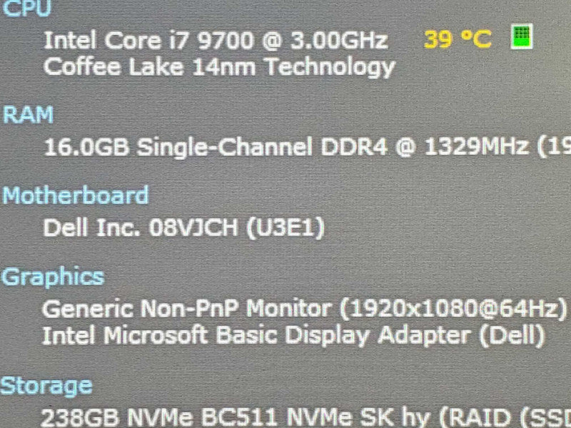 Dell Optiplex 5270 AiO, i7-9700 3.0GHz 16GB DDR4 256GB NVMe, 21.5\\" Screen Q|