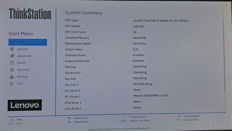 Lenovo ThinkStation P340 | i9-10900 @ 2.80GHz 64GB DDR4 512GB NVMe )