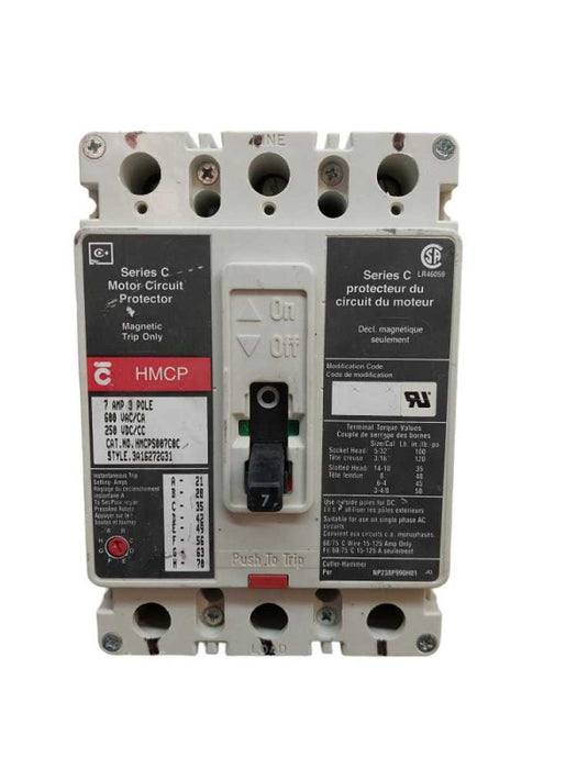 Series C Motor Circuit Protector 7Amp 3Pole 600VAC/CA 250VDC/CC PN:080602 =