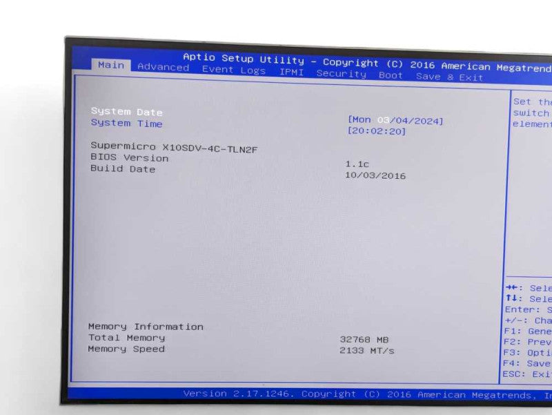 SuperMicro X10SDV-4C-TLN2F Intel Xeon D-1521 @2.40Ghz 32GB RAM -