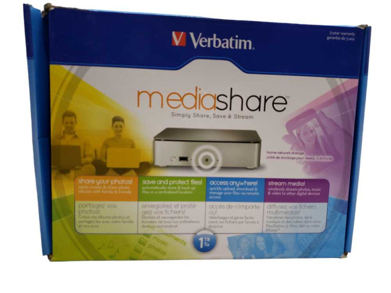 1TB Verbatim MediaShare Media Sharing Station, Mac Or Windows - 97159 +