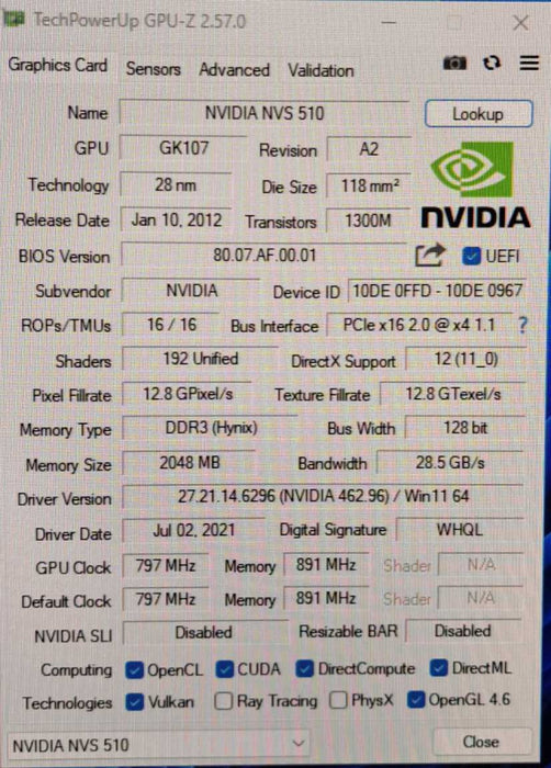 Nvidia NVS 510 | 2GB GDDR3 Graphics Card | 4x Mini DisplayPort | High Profile Q)