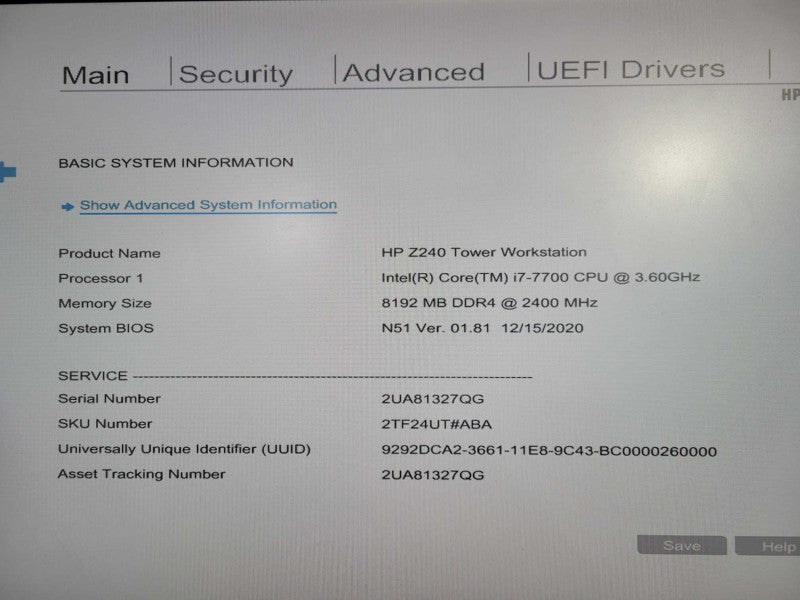 HP Z240 Tower | i7-7700 @ 3.60GHz 8GB DDR4  | No HDD\\'s !