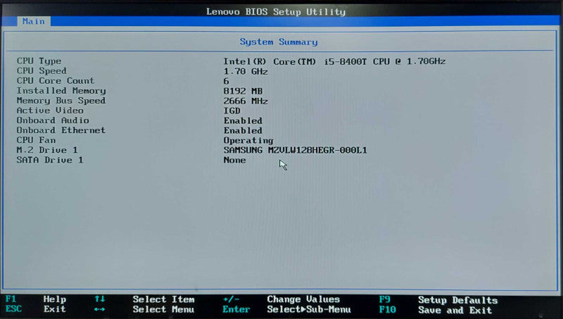 Lenovo M720q USFF, Core i5-8400T 1.7GHz, 8GB DDR4, 128GB NVMe, Wifi, Adapter