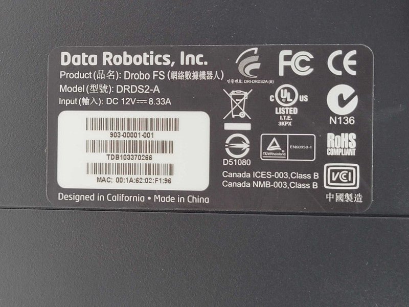Data Robotics Drobo FS DRDS2-A 5-Bay NAS, No HDD, SEE _