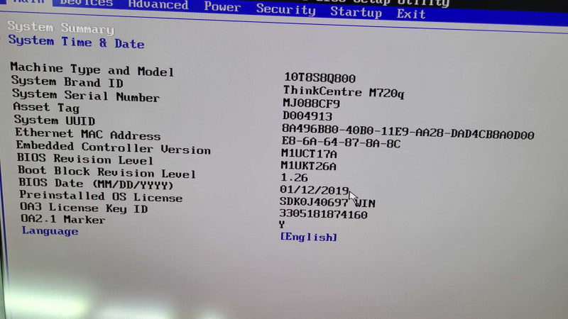 LENOVO M720q - Core i5-8400T | 16GB | 256GB SSD NVMe + PWR Q%\t %