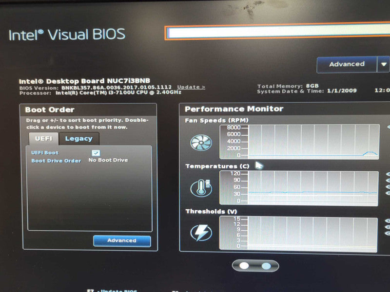 Intel NUC7i3BNH Mini PC, Core I3-7100U 2.4GHz, 8GB RAM, 256GB SSD _