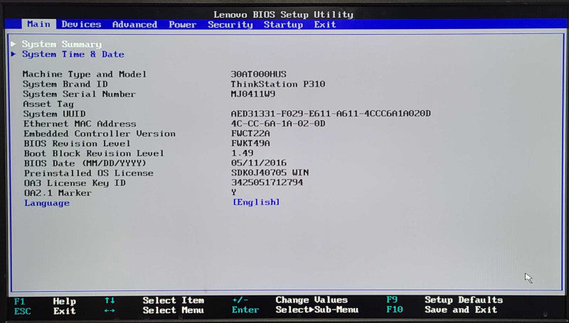 Lenovo ThinkStation P310, Xeon E3-1240 v5, 16GB RAM, NO HDD, QUADRO K620