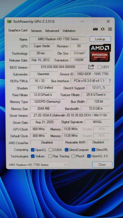 VisionTek Radeon 7750 2GB GDDR5 6M (6x MiniDP) %