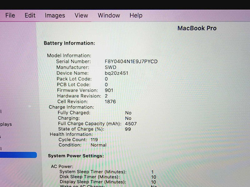 Apple Macbook Pro 2018 13\\" Core i5-8259U @ 2.3GHz 8GB DDR3 250GB SSD [Read] (