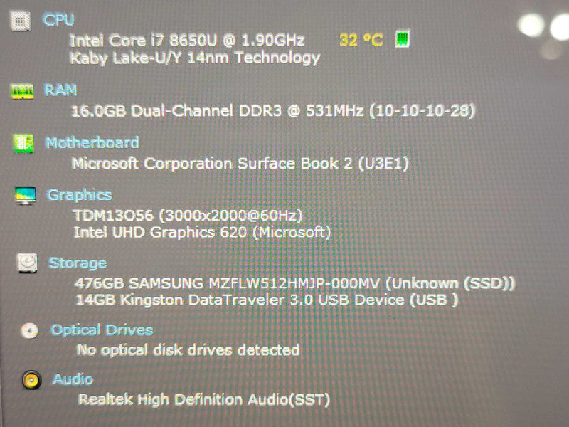Microsoft Surface Book 2 Core i7-8650U 16GB 512GB SSD w/ DOCK / PWR SEE _