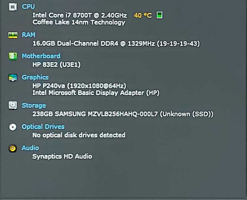 HP EliteDesk 800 G4 DM, i5-8500T 2.10GHz, 16GB RAM, 256GB Nvme, WiFi, W/ PWR