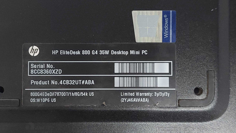 HP EliteDesk 800 G4 DM, i5-8500T 2.10GHz, 16GB RAM, 256GB Nvme, WiFi, W/ PWR