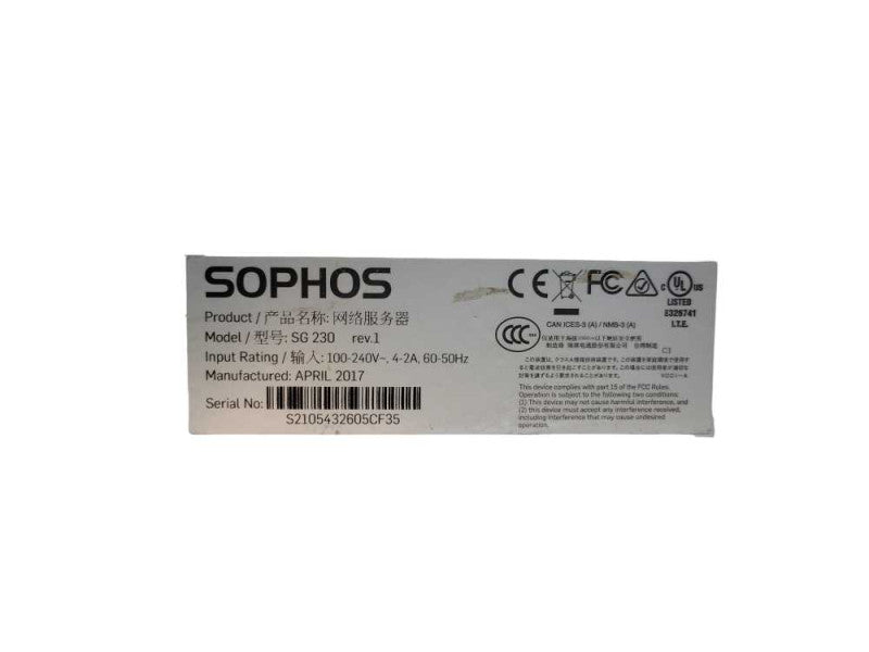 Sophos XG 230 Rev1 Firewall Security Appliance %