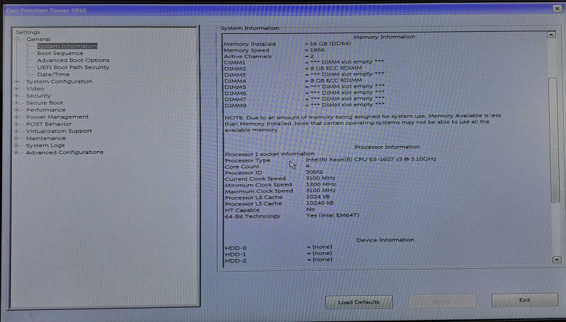 Dell Precision T5810 WorkStation | Xeon E5-1607 v3 @ 3.10GHz 16GB DDR4 No GPU )