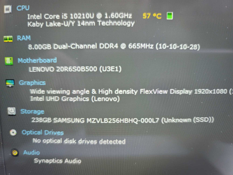 Lenovo L13 Yoga| i5-10210U| 8GB DDR4| 256GB SSD | PARTS/ REPAIR Î²