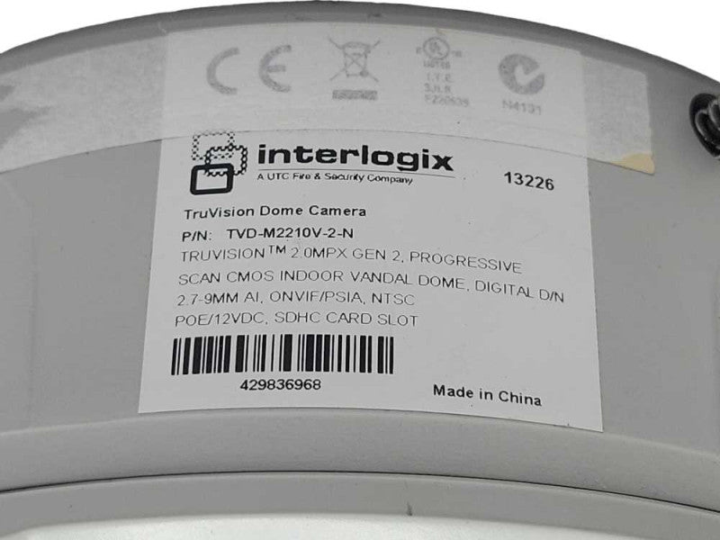 Interlogix TruVision TVD-M1210V-2-N 2.0MPX GEN2 PoE Dome Security Camera READ Q_