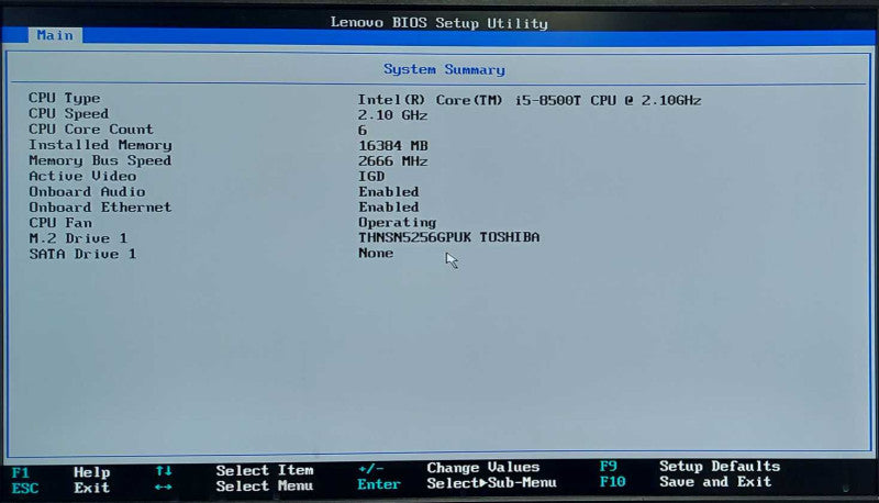 Lenovo M920q USFF Desktop, i5-8500T 2.10GHz 16GB DDR4 256GB NVMe, WiFi, w/PWR
