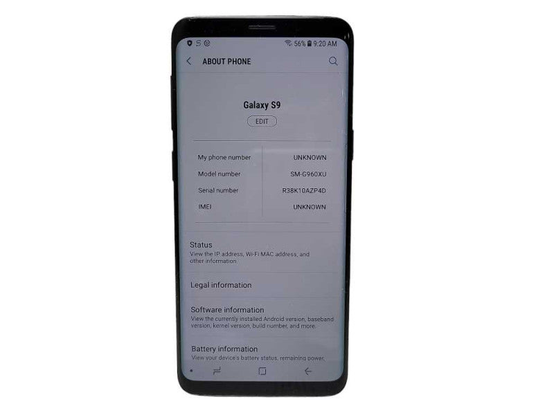 Samsung Galaxy S9 SM-G960XU 64GB Live Demo Unit READ $