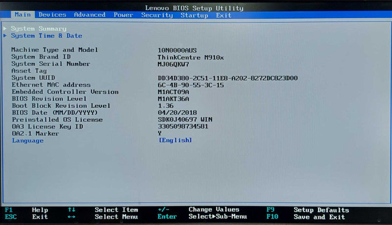 Lenovo ThinkCentre M910x, i5-7500 3.4GHz, 8GB RAM, 256GB Nvme, WiFi, w/ PWR