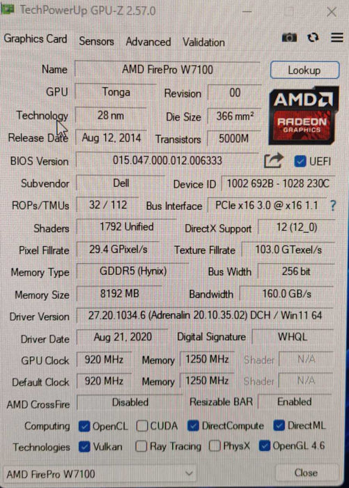 AMD FirePro W7100 | 8GB GDDR5 Graphics Card | 4x DisplayPort + Bracket )