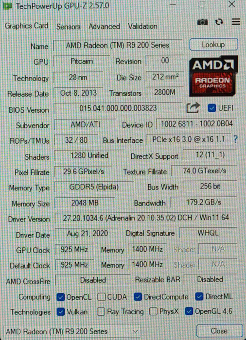AMD Radeon R9 270 GAMING 2GB 256-Bit GDDR5 Video Card