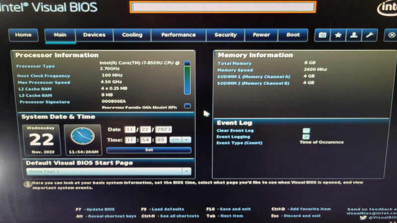 Intel NUC Barebones, Core i7-8559U, 8GB RAM ( BOXNUC8i7BEH1) NO HDD
