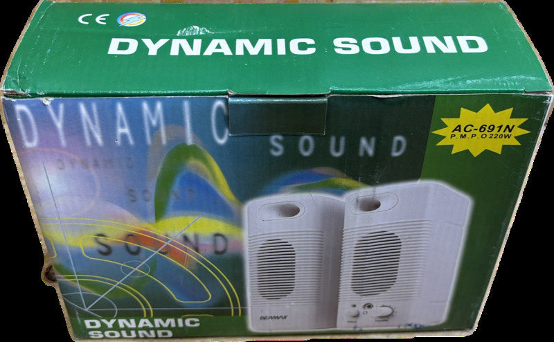 NIB Vintage Dynamic Sound Speaker AC-691N Computer PC Speakers White NEW