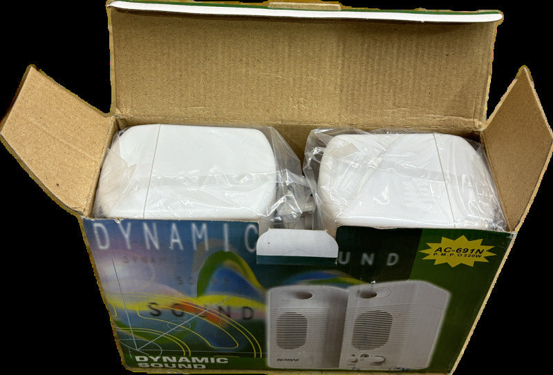 NIB Vintage Dynamic Sound Speaker AC-691N Computer PC Speakers White NEW