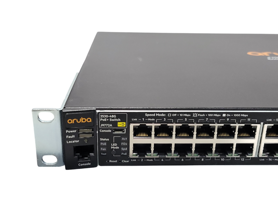 ARUBA J9772A 2530-48G PoE+ 48 PORT ETHERNET SWITCH W/ RACK EARS _