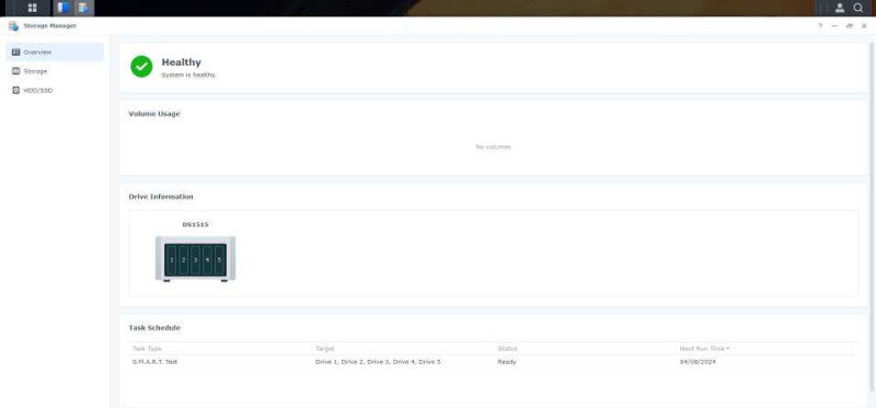 Synology DS1515+ 5 Bay NAS Disk Station, 5x1TB 3.5HDD, 2GB RAM,