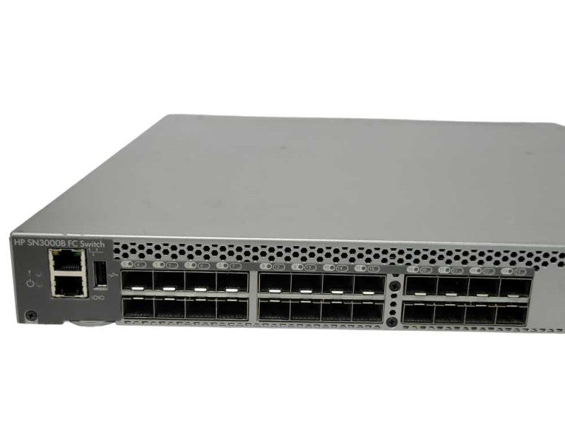 HP SN3000B 24/24 16GB HP-6505-24-0R 24-Port active 2x PSU FC Switch, read _