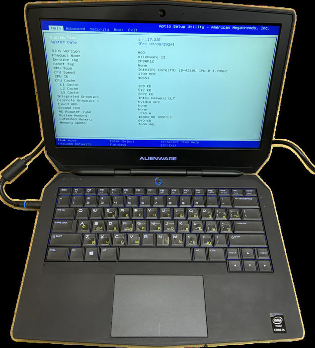 ALIENWARE 13 Intel Core i5-4210U@1.7GHz 16GB RAM FOR PARTS OR REPAIR READ!