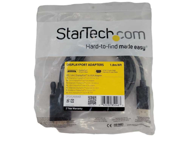 NEW StarTech DP2VGAMM6 6\\' 1.8m DisplayPort to VGA Cable Display Port Q!