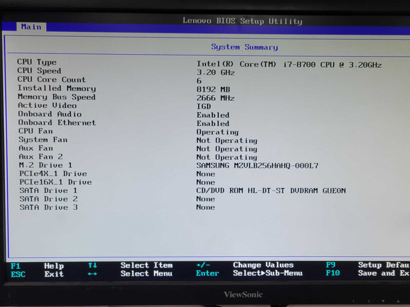 Lenovo ThinkCentre M720s Core i7-8700 3.2GHz, 8GB RAM,  256GB M.2 SSD _
