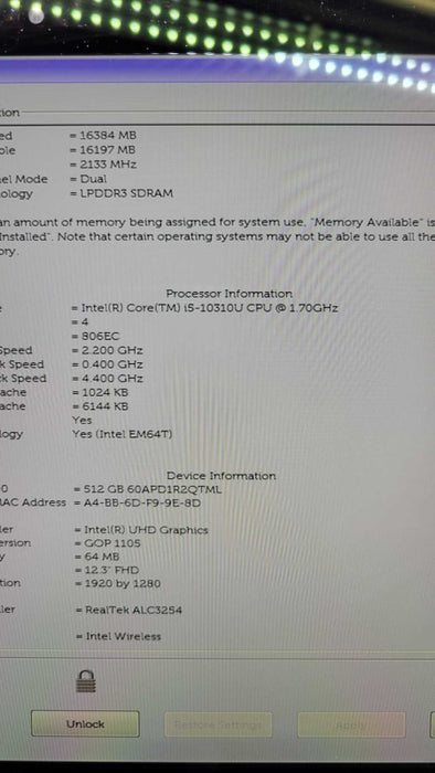 Dell Latitude 7210 2-in-1 - Core i5-10310U | 16GB | 512GB SSD + PWR (READ) %