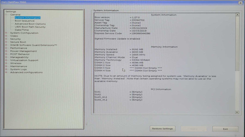Dell OptiPlex 7060 SFF Desktop, i5-8500 3.00GHz, 8GB DDR4, No HDD/OS