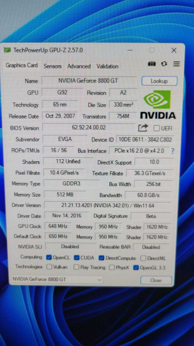 EVGA NVIDIA GeForce 8800GT 512MB PCIE %