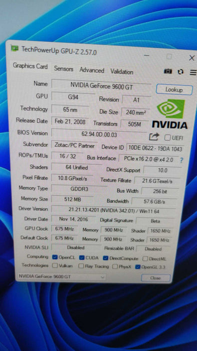ZOTAC NVIDIA GeForce 9600GT 512MB PCIE %